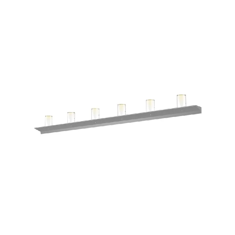 Sonneman Lighting Votives 12-light ADA Bright Satin Aluminum LED Wall Bar, Large Laser-Etched Crystal Shade