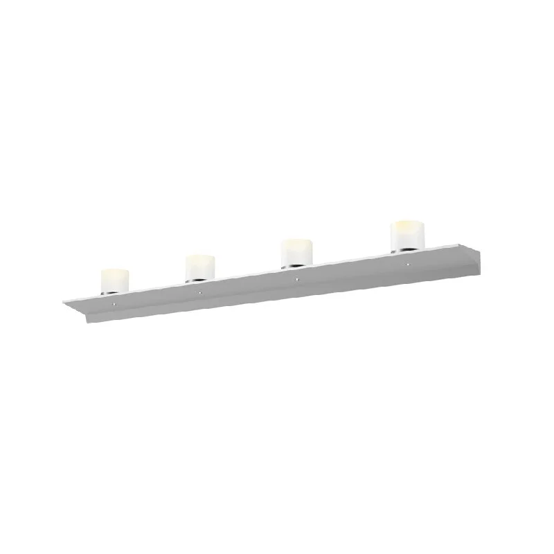 Sonneman Lighting Votives 8-light ADA Bright Satin Aluminum LED Wall Bar, Large Clear Etched Crystal Shade