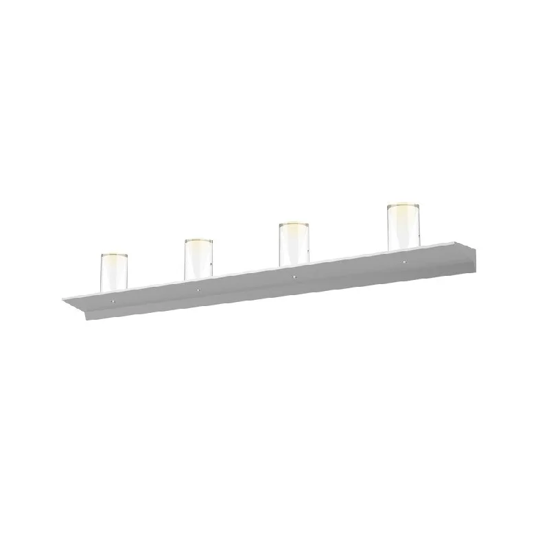 Sonneman Lighting Votives 8-light ADA Bright Satin Aluminum LED Wall Bar, Large Laser-Etched Crystal Shade