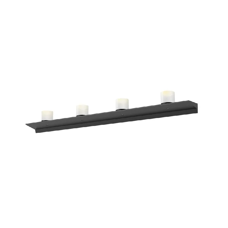 Sonneman Lighting Votives 8-light ADA Satin Black LED Wall Bar, Large Clear Etched Crystal Shade