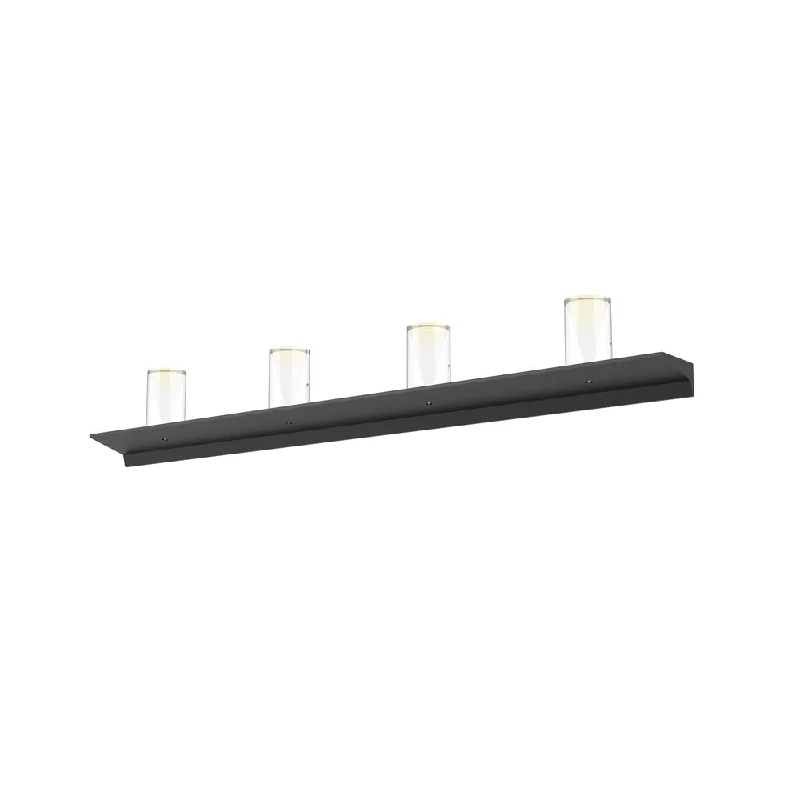 Sonneman Lighting Votives 8-light ADA Satin Black LED Wall Bar, Large Laser-Etched Crystal Shade