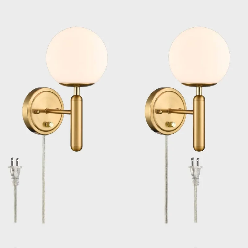 Tenerife Modern Brass Plug in Wall Sconces Set of 2