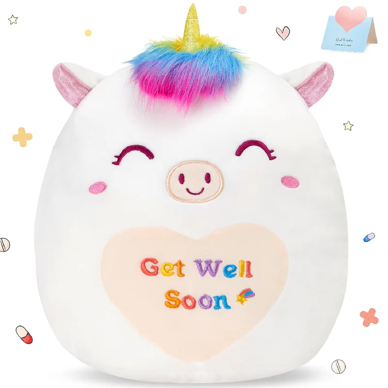 Pillow with premium pricing-12" Get Well Soon Unicorn Plush Pillow Soft Sofa Cushion Squishy Plushie To