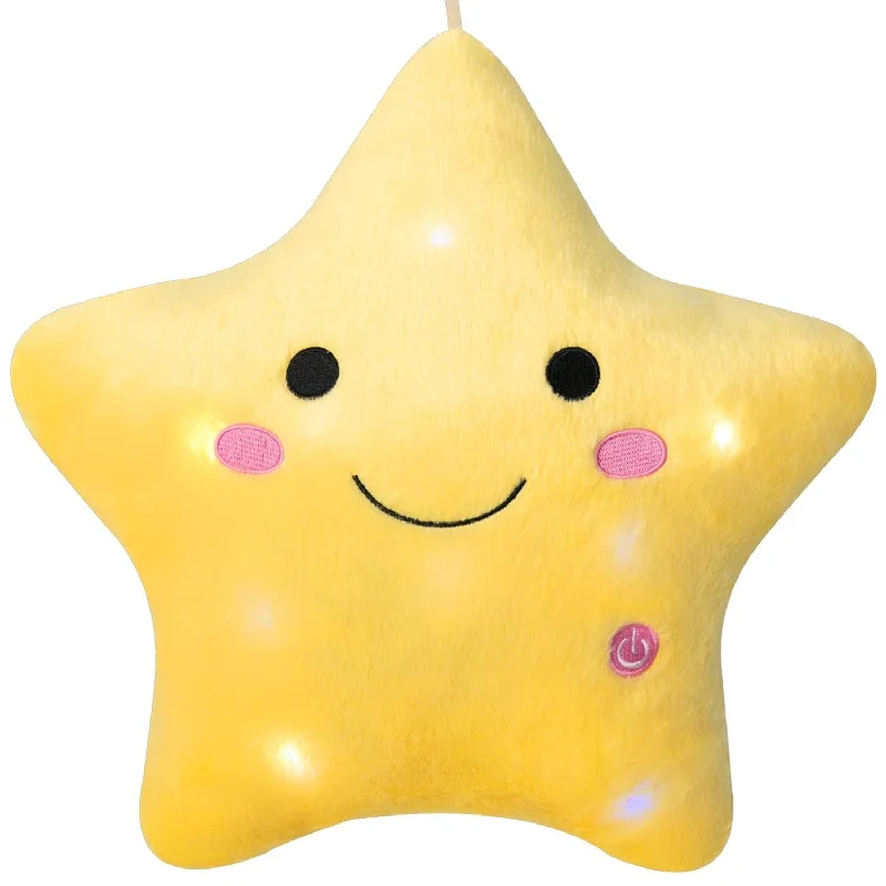 Pillow with quick shipping-13''Creative Twinkle Star Colorful Night Light Plush Pillows Light Up Night