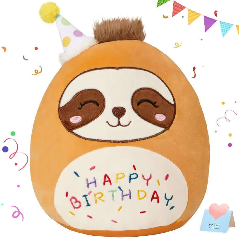 Pillow with cotton benefits-15" Birthday Sloth Plush Pillow Soft Sloth Plush Toy Cute Stuffed Animal Ho