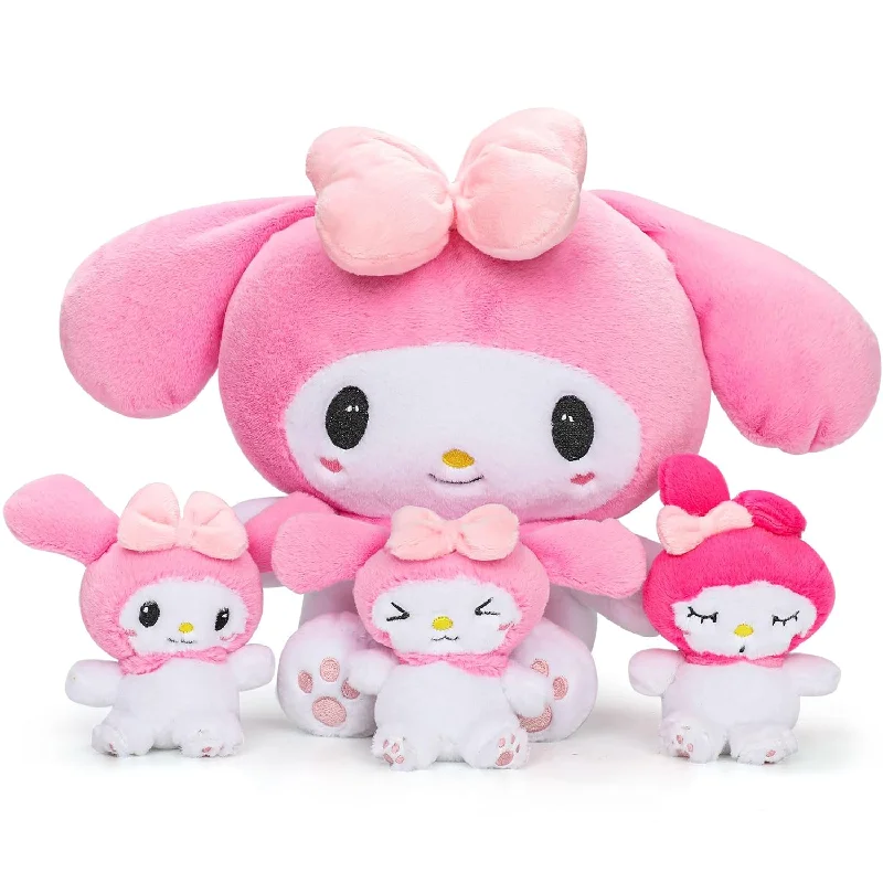 Pillow with neck alignment benefits-16 Inch Melod Plush Anime Mommy With 3 Babies Kawaii Stuffed Animals Pillow