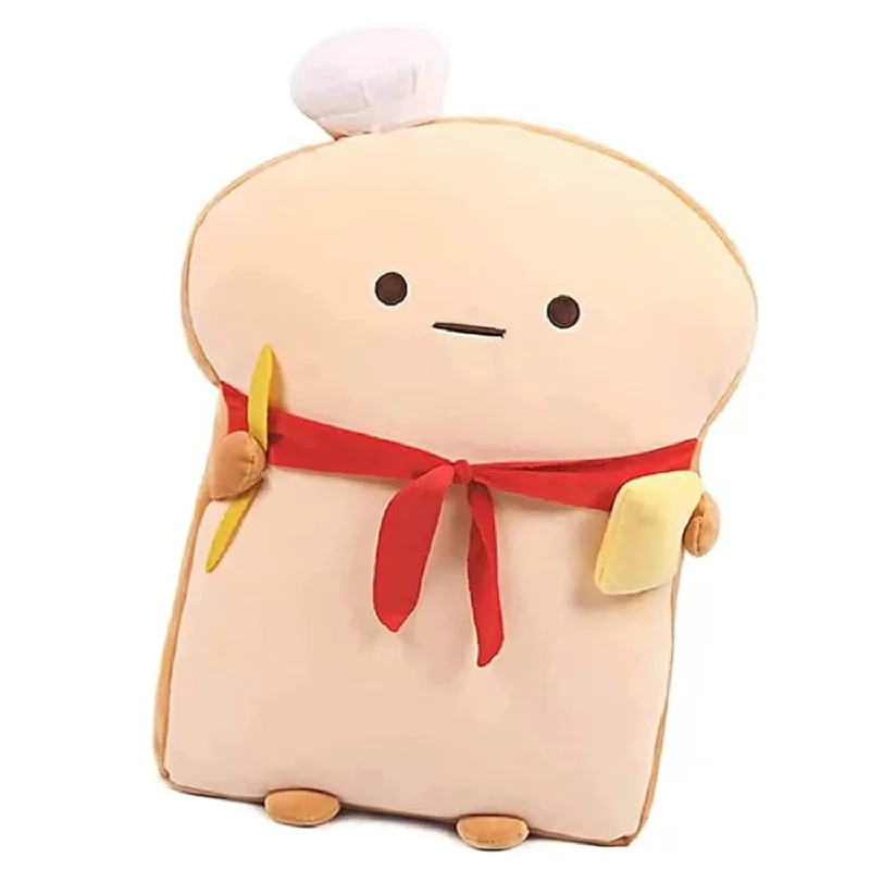 Pillow in beige tone-18.8Inch Funny Toast Bread Pillow,Bread Shape Plush Hugging Pillow With Red Sc