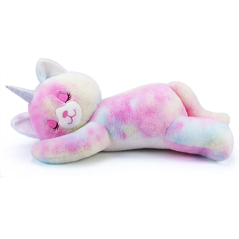 Pillow with solid foam-24'' Large Unicorn Cat Plush Stuffed Animal Unicorn Cat Plush Pillow Plushi