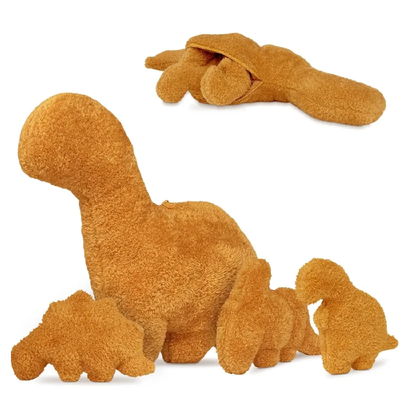 Pillow with back benefits-4 Pcs Dino Nugget Pillow Set,Large Chicken Nugget Plush With 3 Small Dinosa