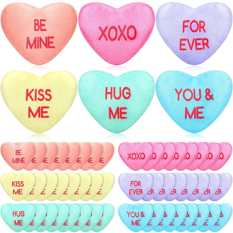 Pillow for camping-48 Pcs Conversation Heart Stuffed Pillow 4.72 Inch Plush Valentines Day Gift H