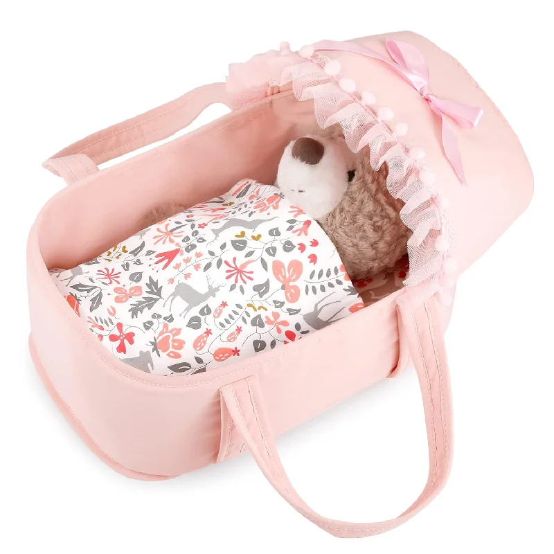 Pillow with hybrid benefits-Baby Doll Bassinet, Doll Carrier Doll Carry Cot Set With Canopy And Pillow