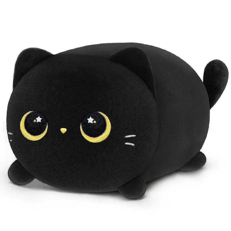 Pillow with closeout deal-Black Cat Plush, Cute Cat Plushies Toy, Soft Kitten Plushie Cuddle Pillow,