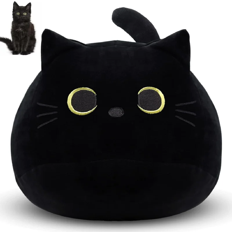 Pillow with trending now-Black Cat Plush Pillows Toy, 12" Kawaii Black Cat Stuffed Animals Black Cat