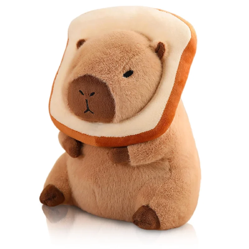 Pillow with bespoke design-Cute Capybara Plush Kawaii Soft Capybara Plush Doll Pillow With Bread Capyb