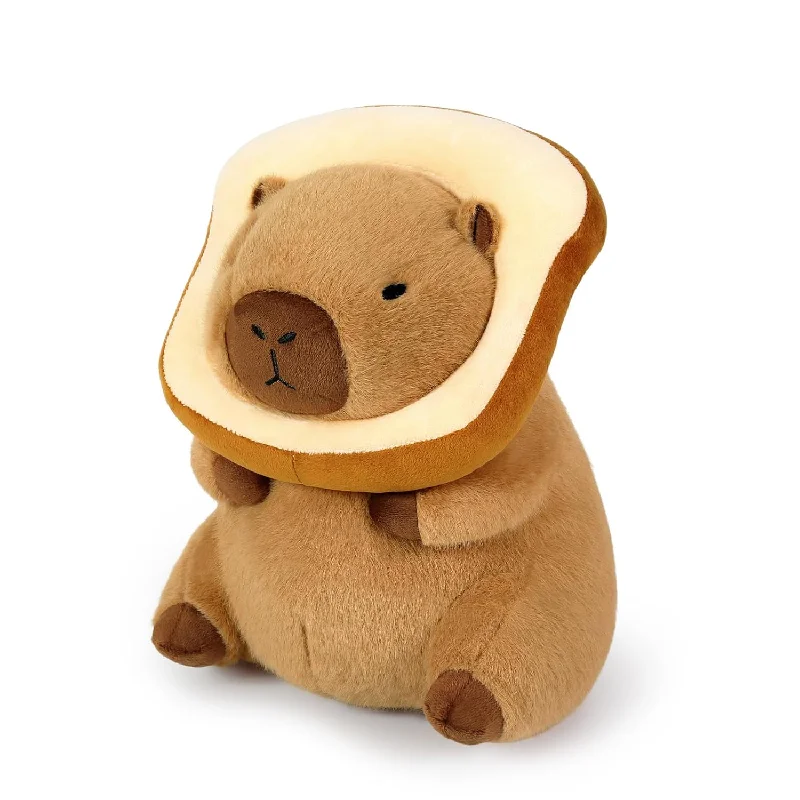 Pillow with anti-static benefits-Cute Capybara Plush Pillow With Wearable Toast Headgear Stuffed Aniamls Bre