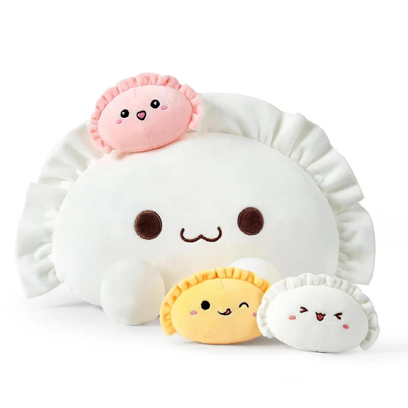 Pillow with latex benefits-Cute Dumpling Plush Pillow Mommy 14 Inch With 3 Babies 4 Inch Funny Family