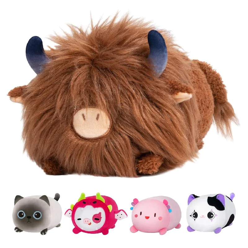 Pillow with global design-Cute Highland Cow Plush Pillow, Highland Cow Stuffed Animals Toy, Fluffy Ca