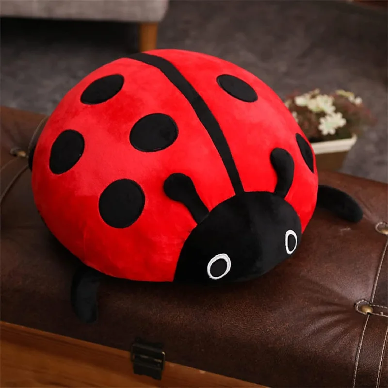 Pillow with anti-allergy fill-Cute Plush Toy Soft Ladybug Ladybird Insect Hold Doll Pillow Cushion Novelty C