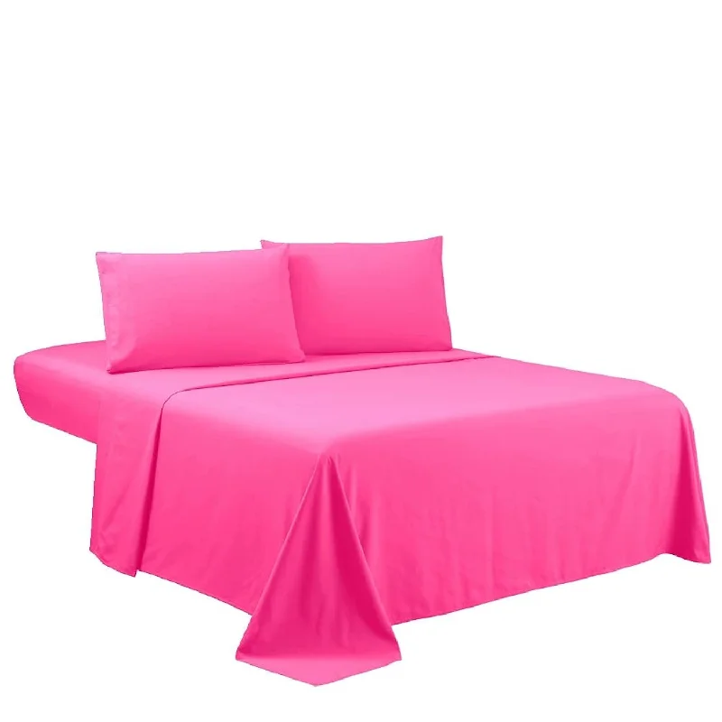 Pillow with gel-infused foam-Full Sheets Set - Hotel Luxury 4-Piece Bed Set, Extra Deep Pocket, 1800 Series Bedding Set, Wrinkle & Fade Resistant, Sheet & Pillow Case Set (Full, Hot Pink)