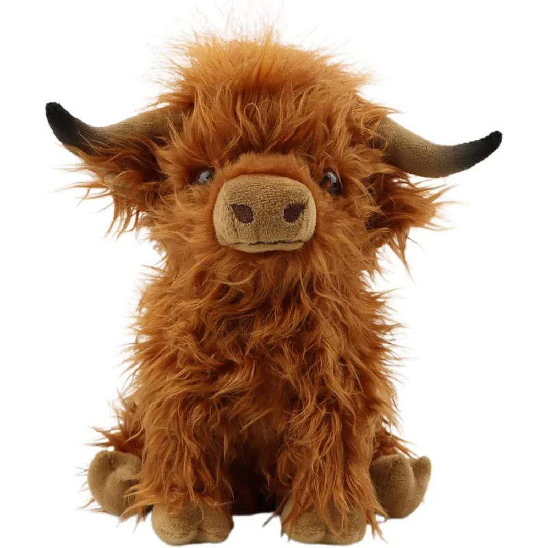 Pillow with pet-friendly material-Highland Cow Plush,Cuddly Realistic Cow Stuffed Animal Farm Toy Pillow