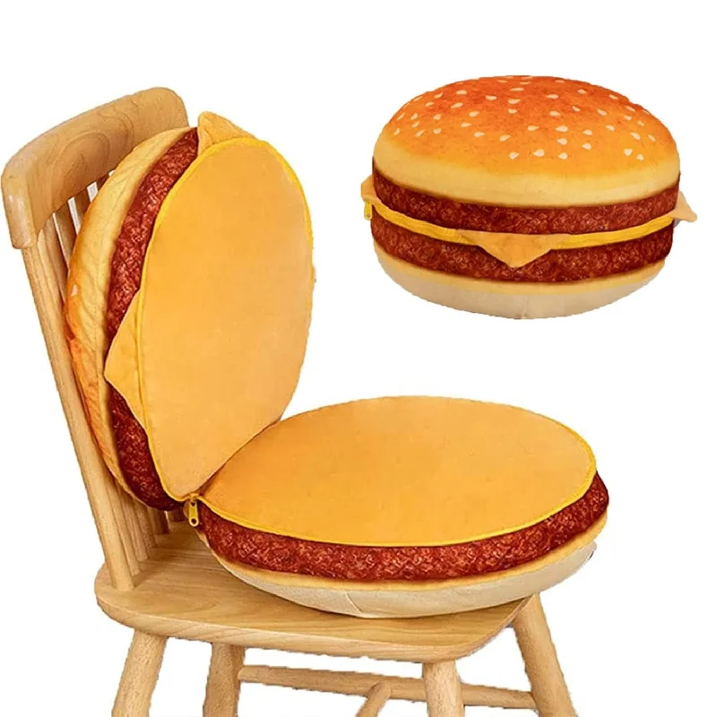 Pillow for small bed-Large 3D Simulation Hamburger Pillow, Funny Plush Cheese Burger Pillow, Cartoo