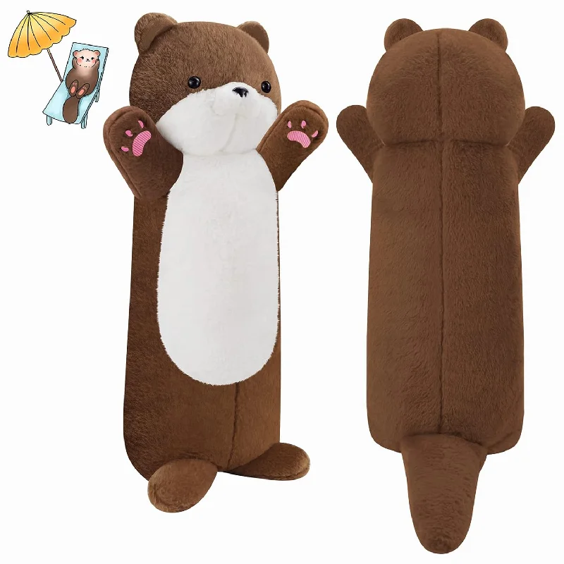 Pillow for posture correction-Long Otter Plush Pillow, 25.2" Weighted Stuffed Animal Giant Stuffed Otter