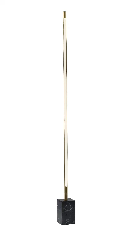 Minimalist Ambient Glow Led Floor Lamp With Dimmer In Antique Brass And Black Marble