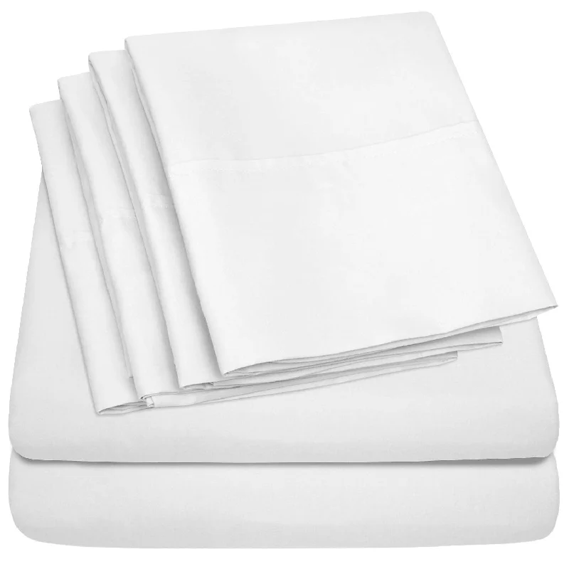 Pillow with travel bag-Queen Sheets White - 6 Piece 1500 Supreme Collection Fine Brushed Microfiber Deep Pocket Queen Sheet Set Bedding - 2 Extra Pillow Cases, Great Value, Queen, White