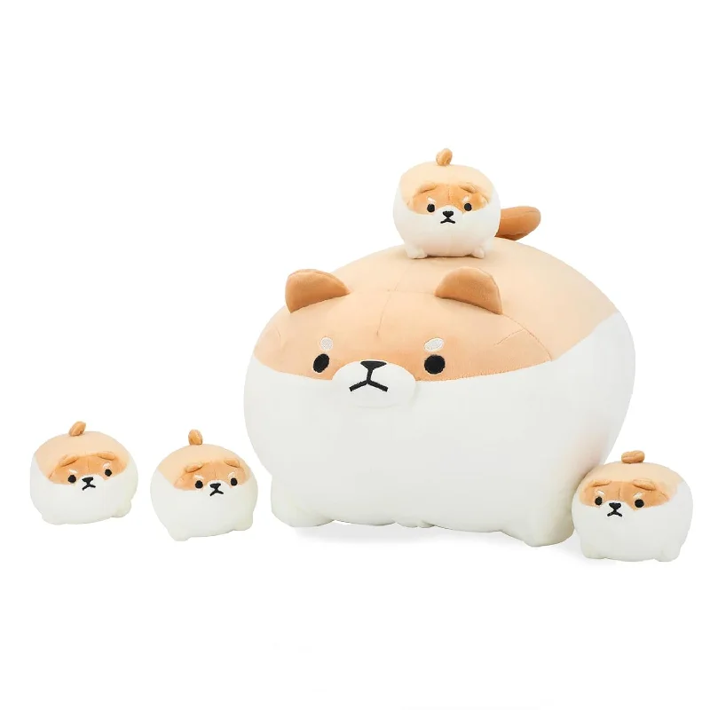 Pillow with solid benefits-Shiba Inu Plush Pillow 16 Inches With Four Babies In Mommy‘S Belly, Super S