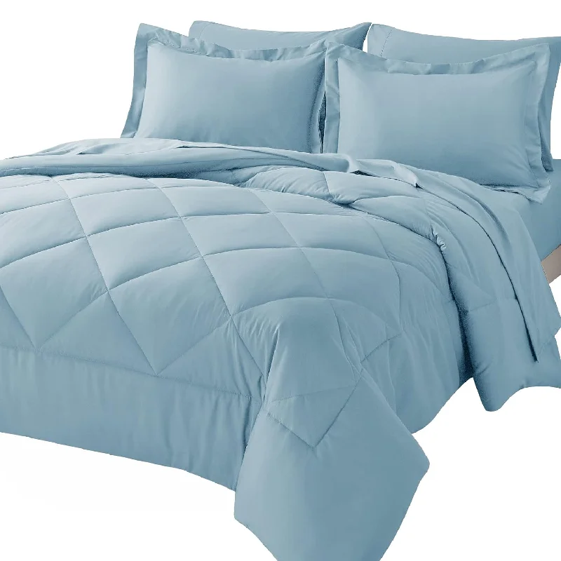 Pillow for back relief-Twin Bed In A Bag Comforter Sets With Comforter And Sheets 5 Pieces For Girls And Boys Light Blue All Season Bedding Sets With Comforter, Pillow Sham, Flat Sheet, Fitted Sheet And Pillowcase