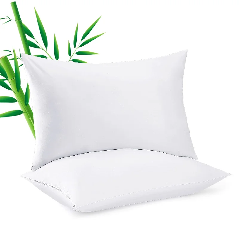 Pillow with sustainable materials-100% Bamboo Viscose Cooling King Pillow Protectors Set Of 2, 400 Thread Count