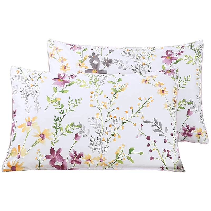 Pillow with recyclable benefits-100 Cotton Pillowcases 1000 Thread Count Floral Printed Pillow Cases Set Of 2