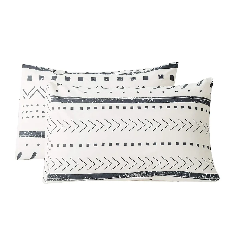 Pillow with backorder now-100% Cotton Pillowcases Queen Size Set Of 2 White Aztec Geometric Bed Pillow C