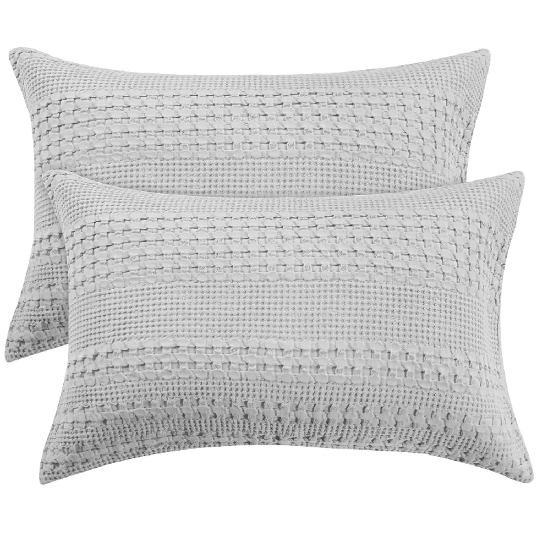 Pillow with pre-order benefits-100% Cotton Waffle Pillowcases Queen Size, 2 Pack Soft Breathable Skin-Friendl