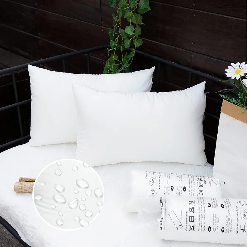 Pillow with latex core-12X20 Lumbar Pillow Insert Outdoor Waterproof Set Of 2 Rectangle Pillow Forms