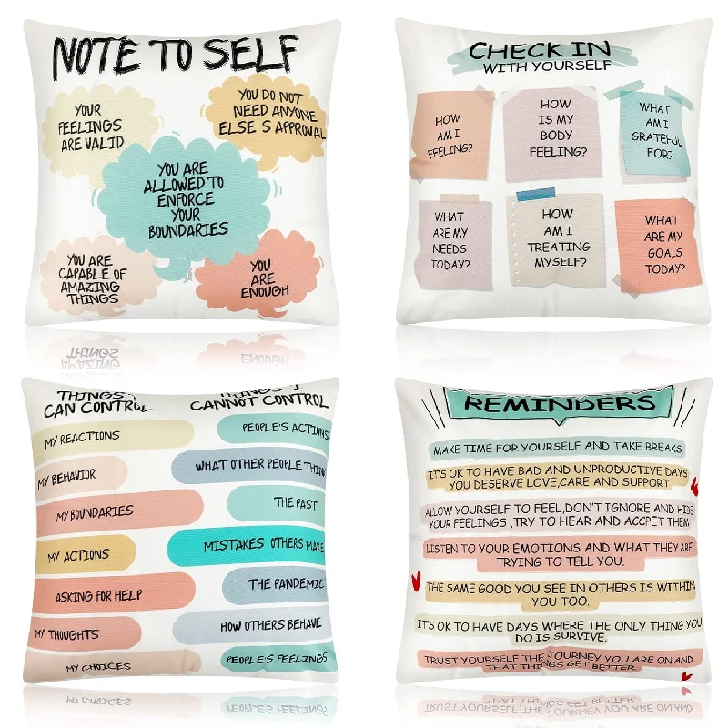 Pillow for guest room-4 Pcs Throw Pillow Cover Mental Health Anxiety Therapy For School Dorm Counsel