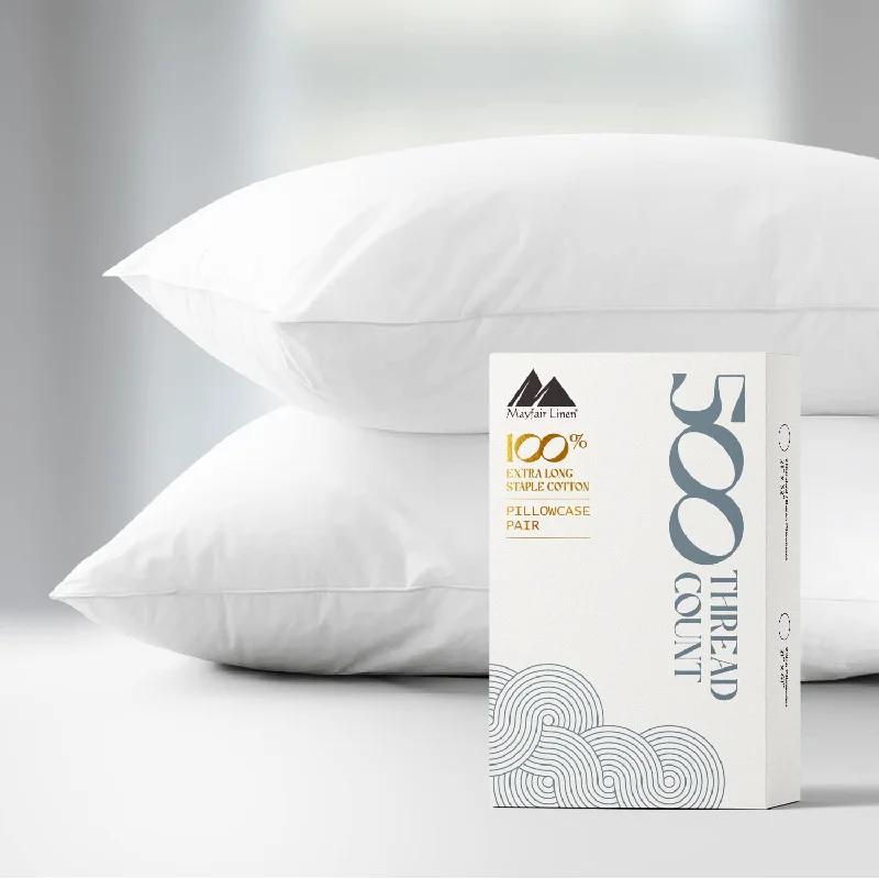 Pillow with pre-owned condition-500 Thread Count Cotton Queen/Standard Pillow Cases Set Of 2 - Pure Natural Co