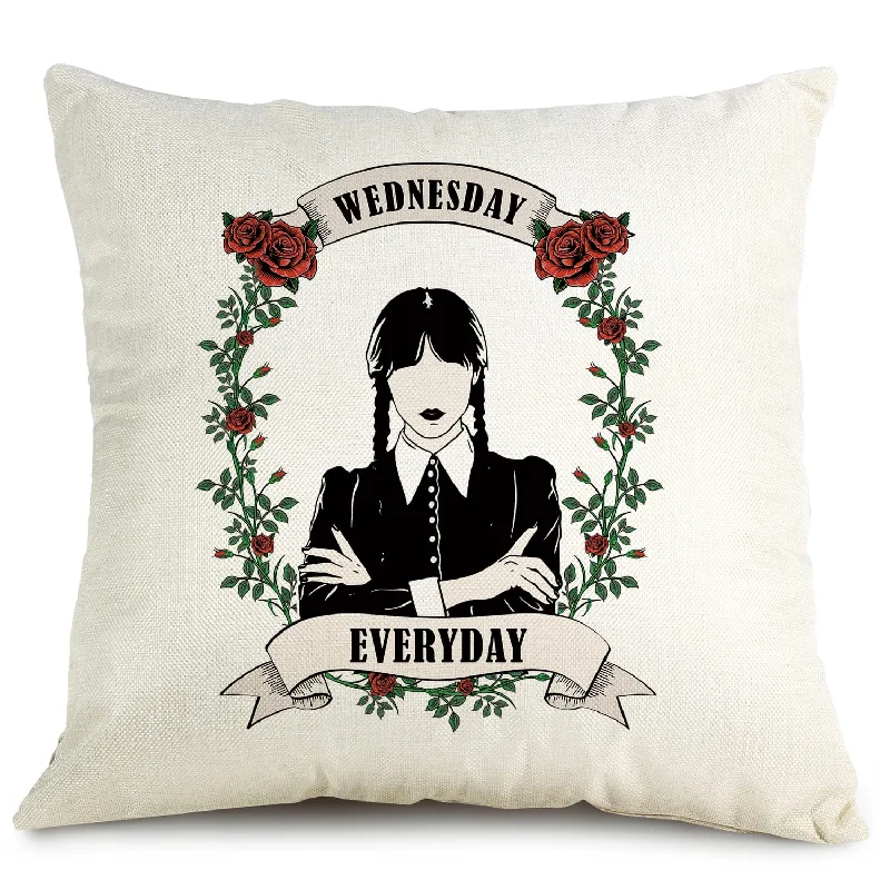 Pillow with Italian benefits-Addams Movie Throw Pillow Cover, Addams Wednesday Fans Gift Addams Movie Merch