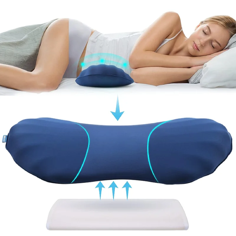 Pillow with cooling gel benefits-Adjustable Lumbar Support Pillow For Sleeping Memory Foam Back For Lower Pain