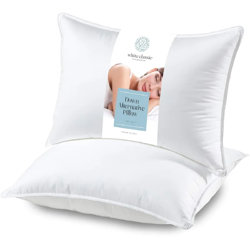 Pillow with sleep guide-Bed Pillows For Sleeping 2 Pack, King Size Pillow Side Sleeper Set, Down Alter