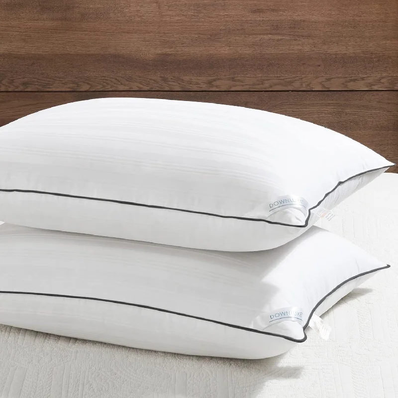 Pillow with synthetic fill-Bed Pillows Standard Size Set Of 2 - 100% Breathable Cotton Cover, Premium Hot