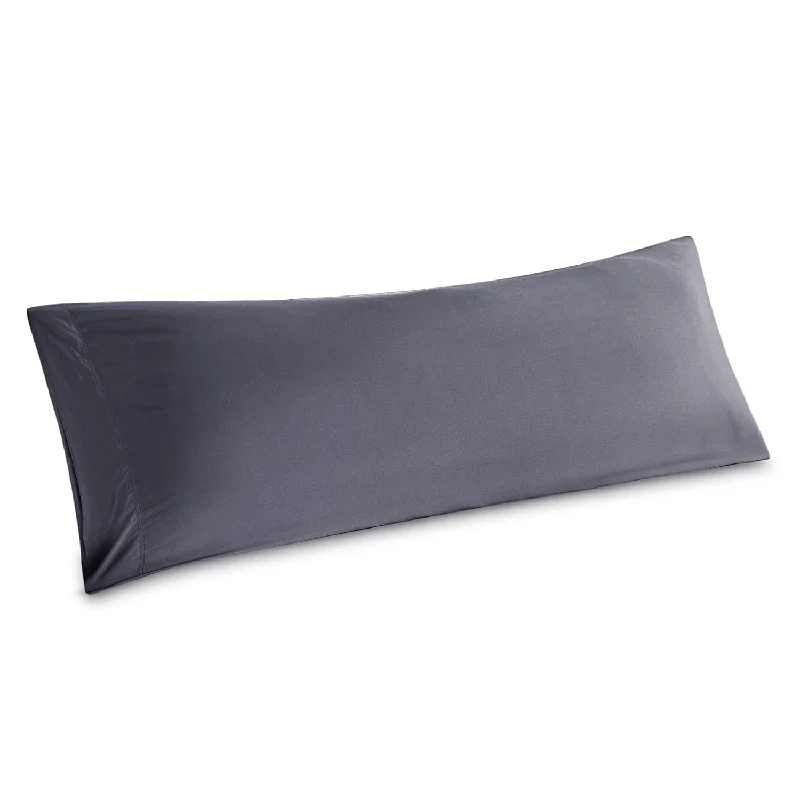 Pillow with boho flair-Body Pillow Cover - Dark Grey Long Cooling Pillow Cases, 100% Rayon Derived Fr