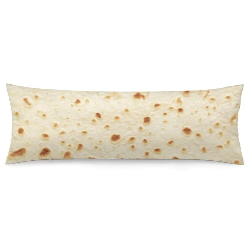 Pillow for spine support-Burrito Tortilla Body Pillow Cover Burritos Tortillas Funny Food Realistic Lon