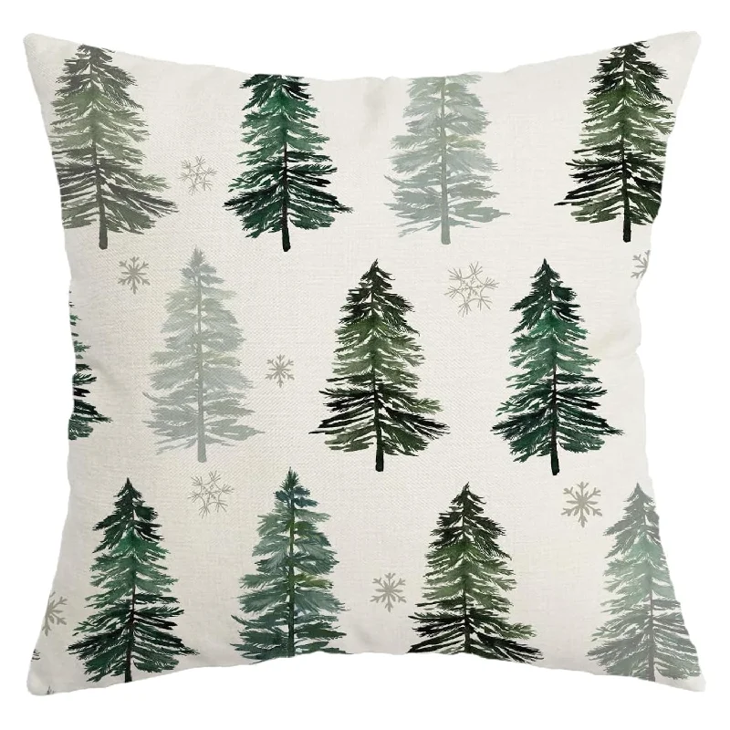 Pillow with shredded foam-Christmas Pillow Cover 18X18 Inch Christmas Tree Snowflake Decoration Holiday