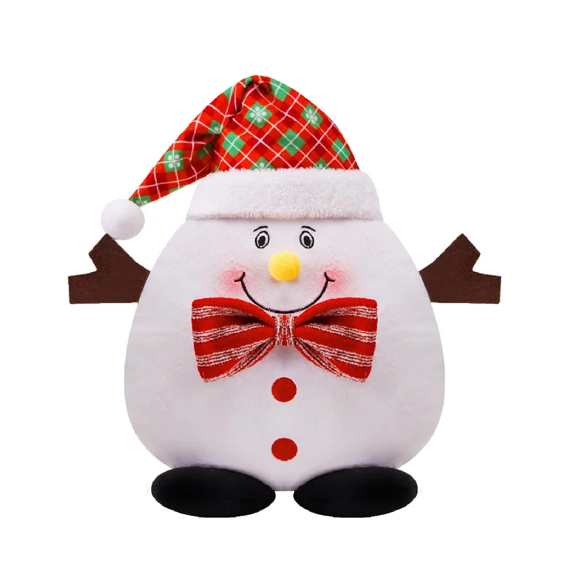 Pillow with zippered cover-Christmas Snowman Pillow - 15X12 Inches, Soft Plush And Santa Hat Combination,