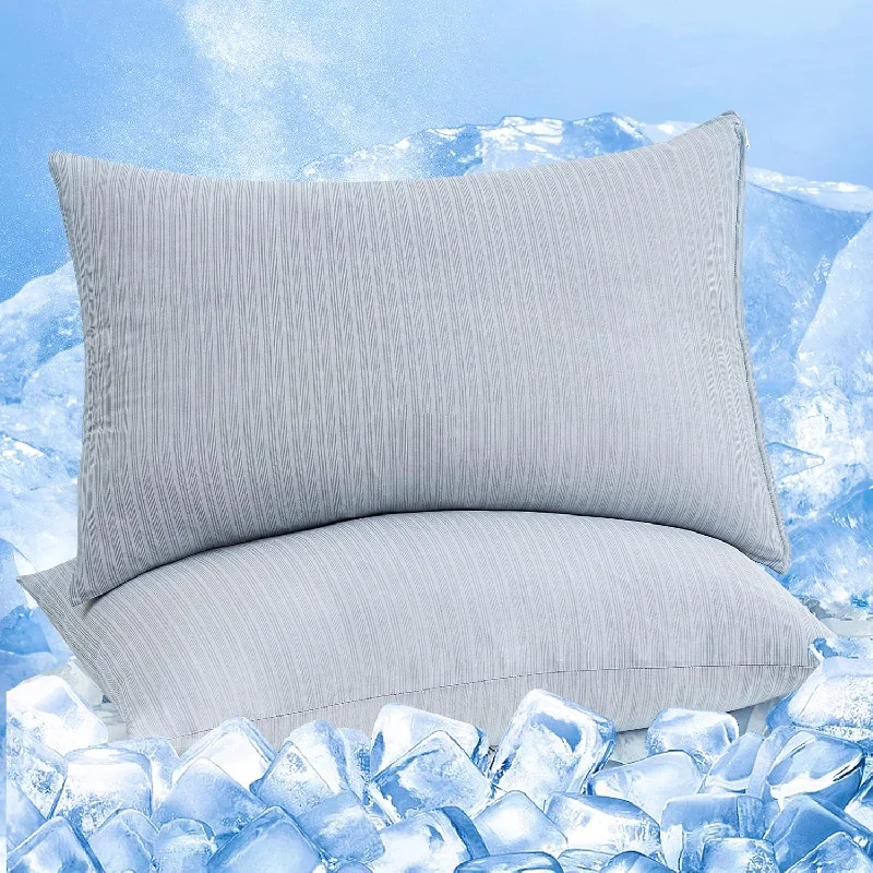 Pillow with washable cover-Cooling Pillow Cases 2 Pack, Q-Max 0.4 Cooling Pillowcases For Hot Sleepers, C