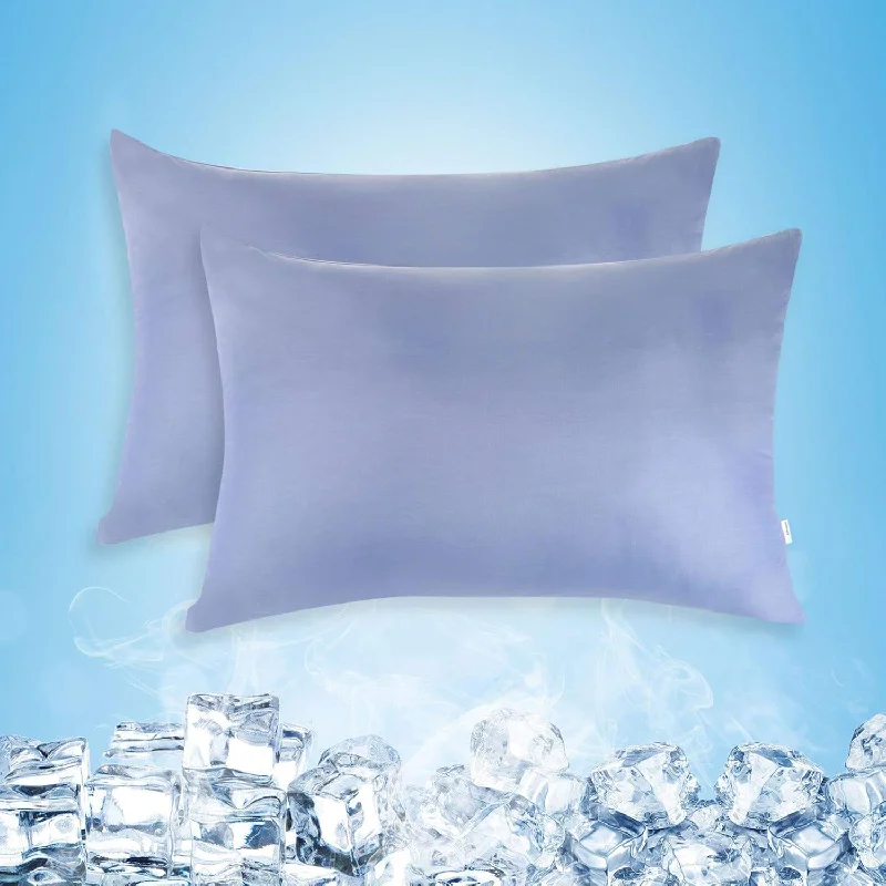 Pillow with feather alternative-Cooling Pillow Cases, King Size Set Of 2 With Double Sided Cold, Moisture Wick