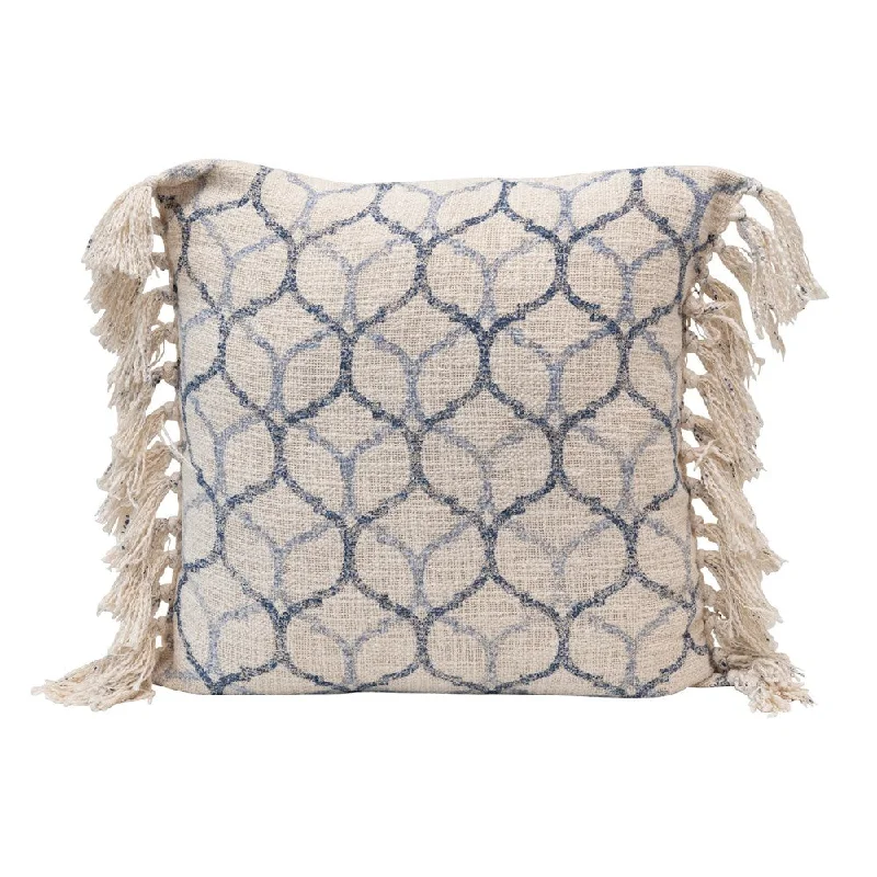 Pillow with antimicrobial finish-Creative Co-op - Patterned Pillow With Tassels