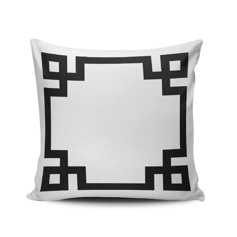 Pillow with organic fill-Custom Fashion Home Decor Pillowcase Black And White Greek Key Border Euro Squ