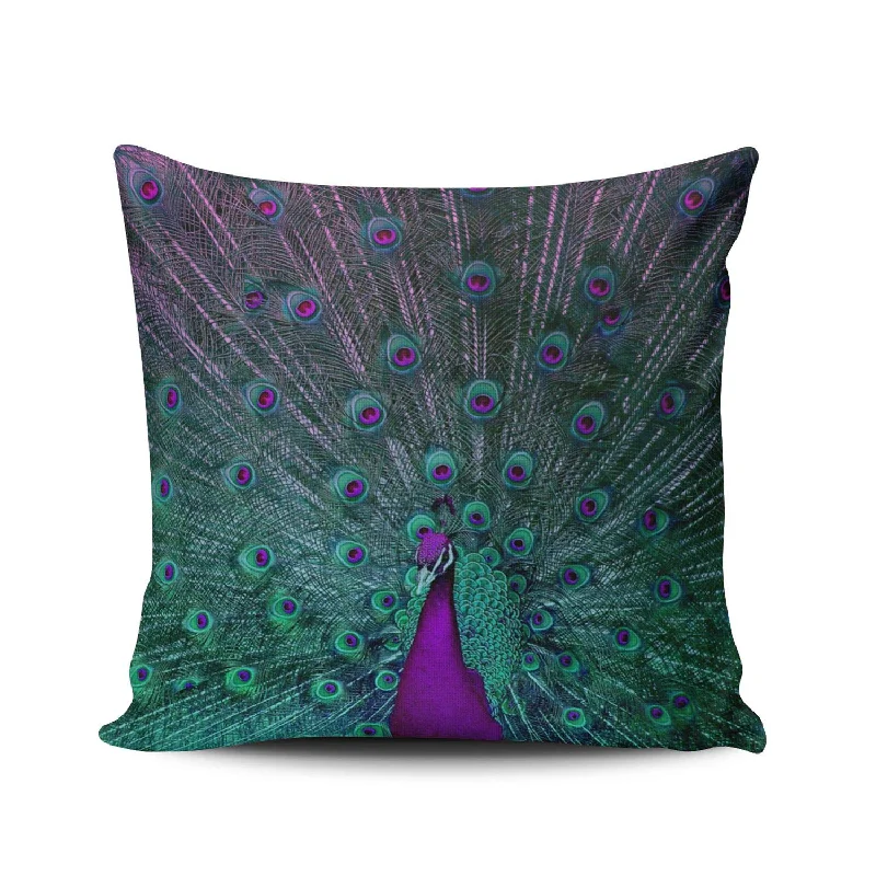 Pillow with gel foam-Decorative Throw Pillow Case Purple And Teal Blooming Peacock Pillowcase Cushi